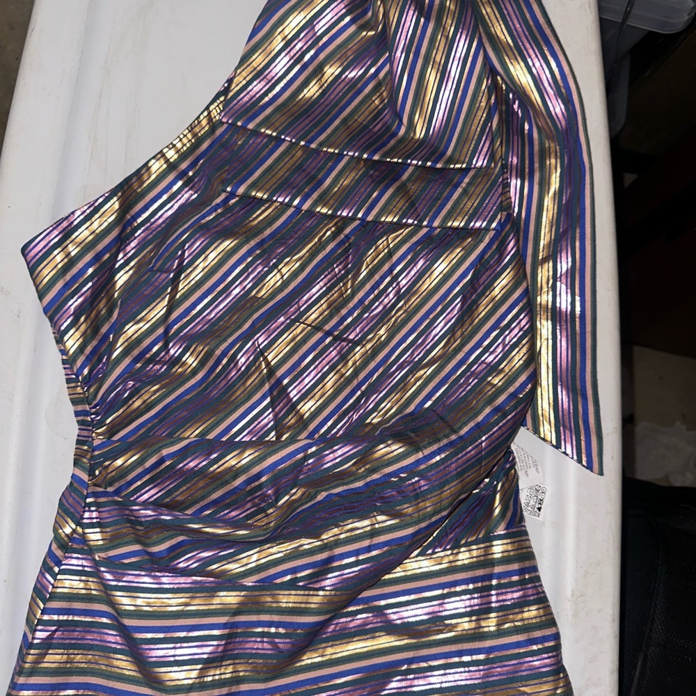 Zara Multicolor Striped One-Shoulder Top